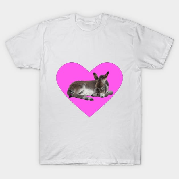 Cute Donkey in Pink Heart T-Shirt by Michelle Le Grand